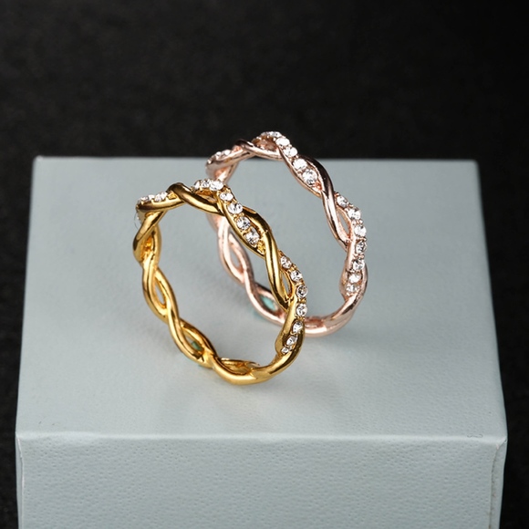 Rose Gold Eternity Crystal Infinity Ring - Picture 3 of 8